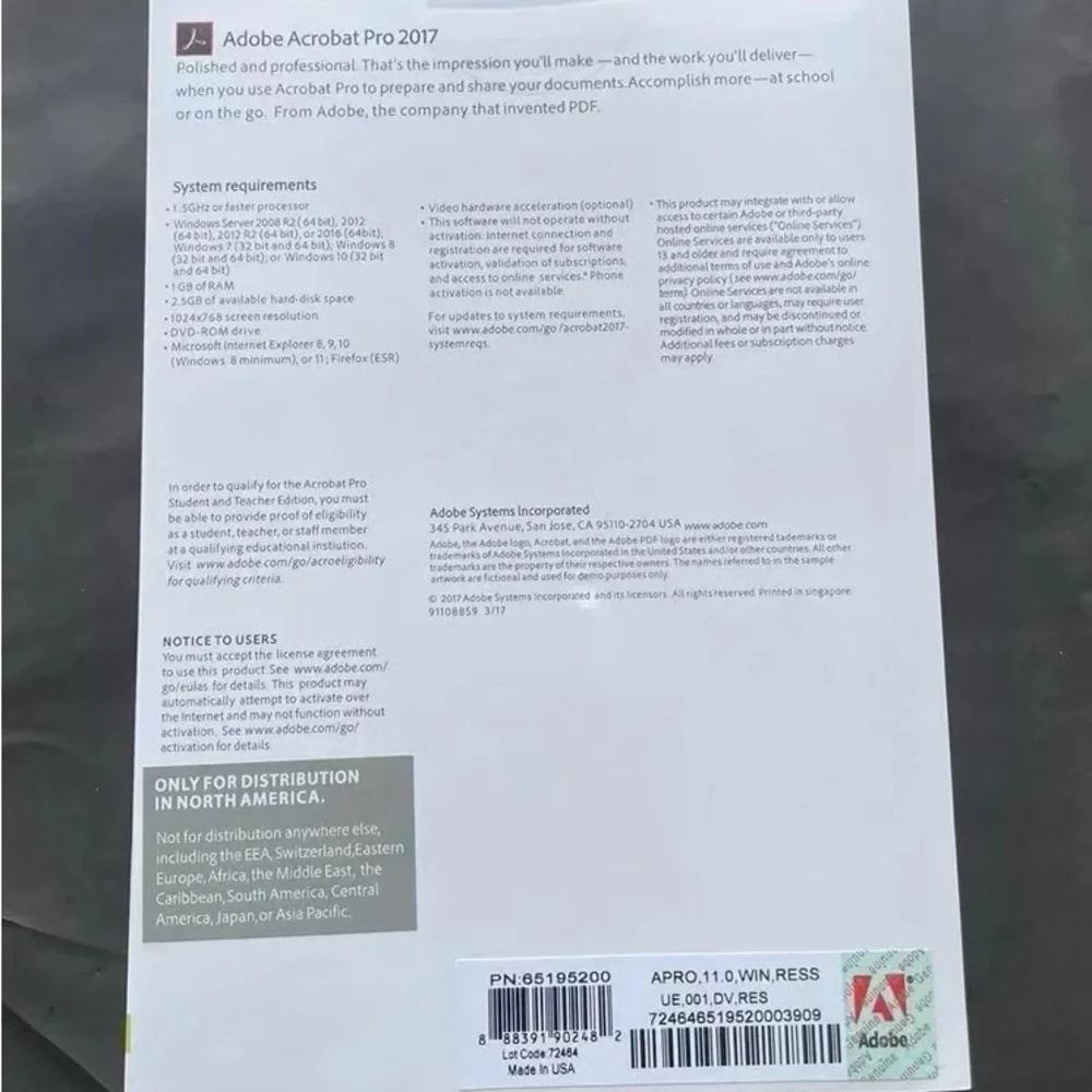 Adobe Acrobat Pro 2017 Boxed | Perpetual License | DVD for Windows
